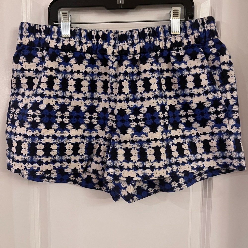 Blue and Black Patterned Women's Shorts